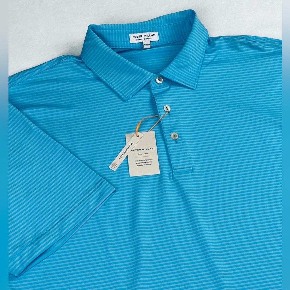 Peter Millar Blue Striped Polo Shirt